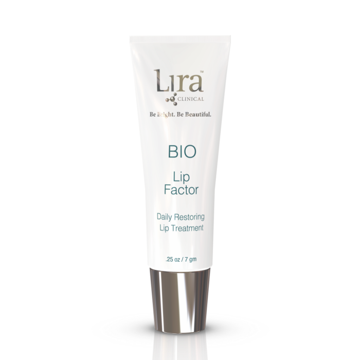A tube of Lira Clinical Bio Lip Factor Daily Restoring Lip Treatment.