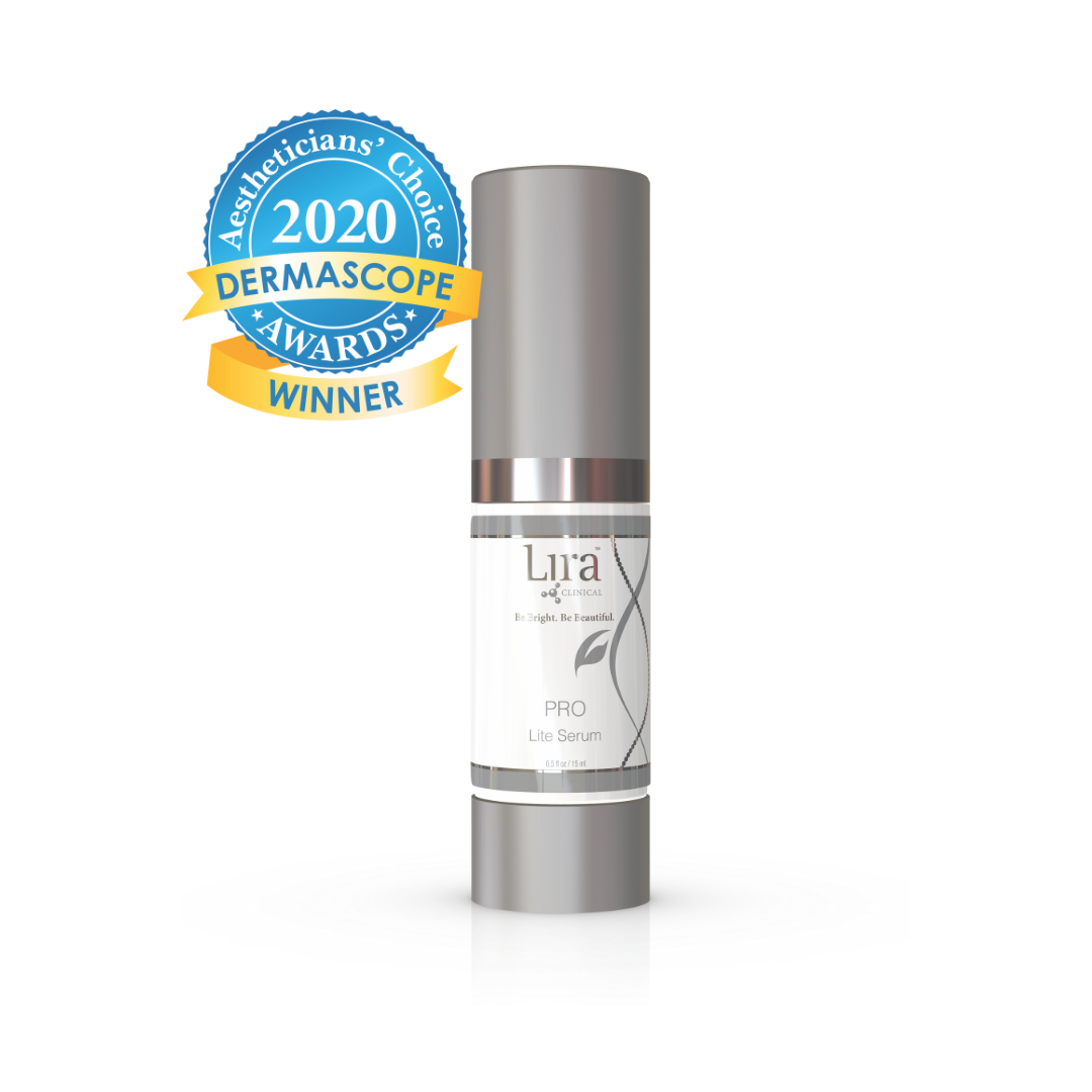  Lira Clinical PRO Lite Serum brightening serum bottle with silver pump, 0.5 fl oz